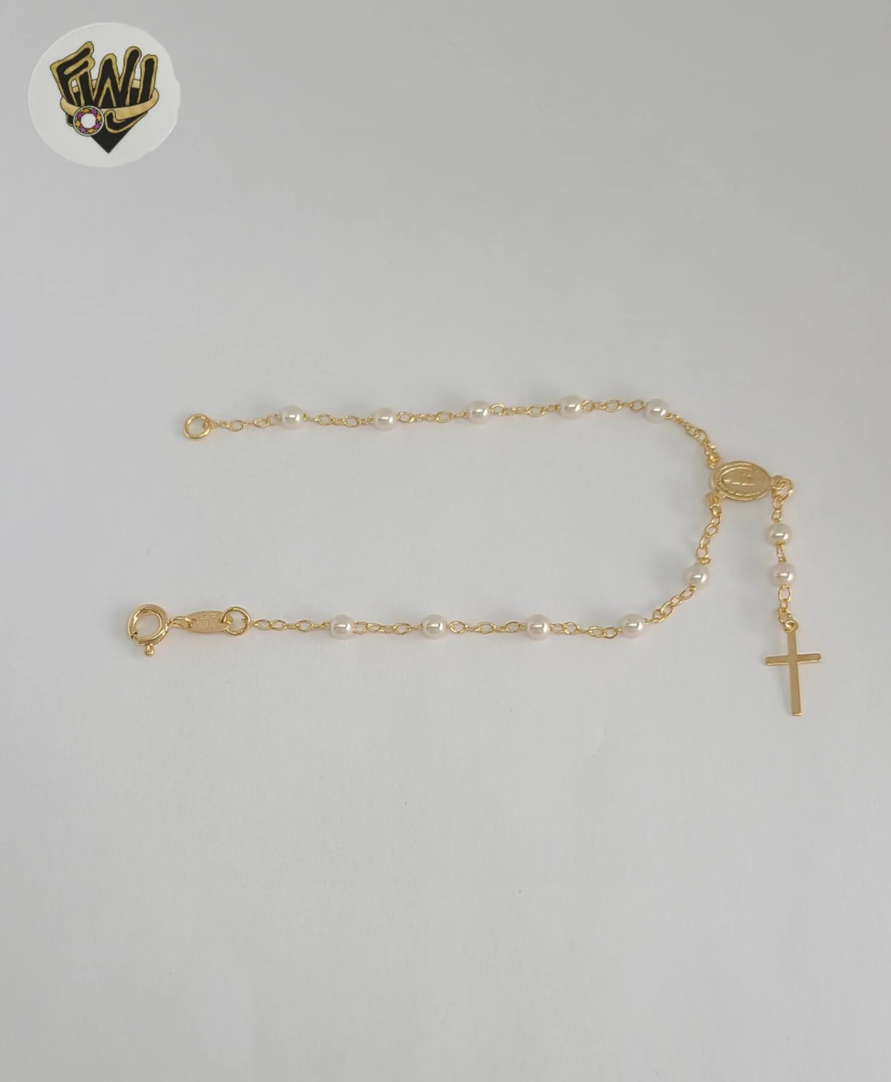 (1-3316-4) Gold Laminate - 3mm Miraculous Virgin Hand Rosary - 7 - BGF.