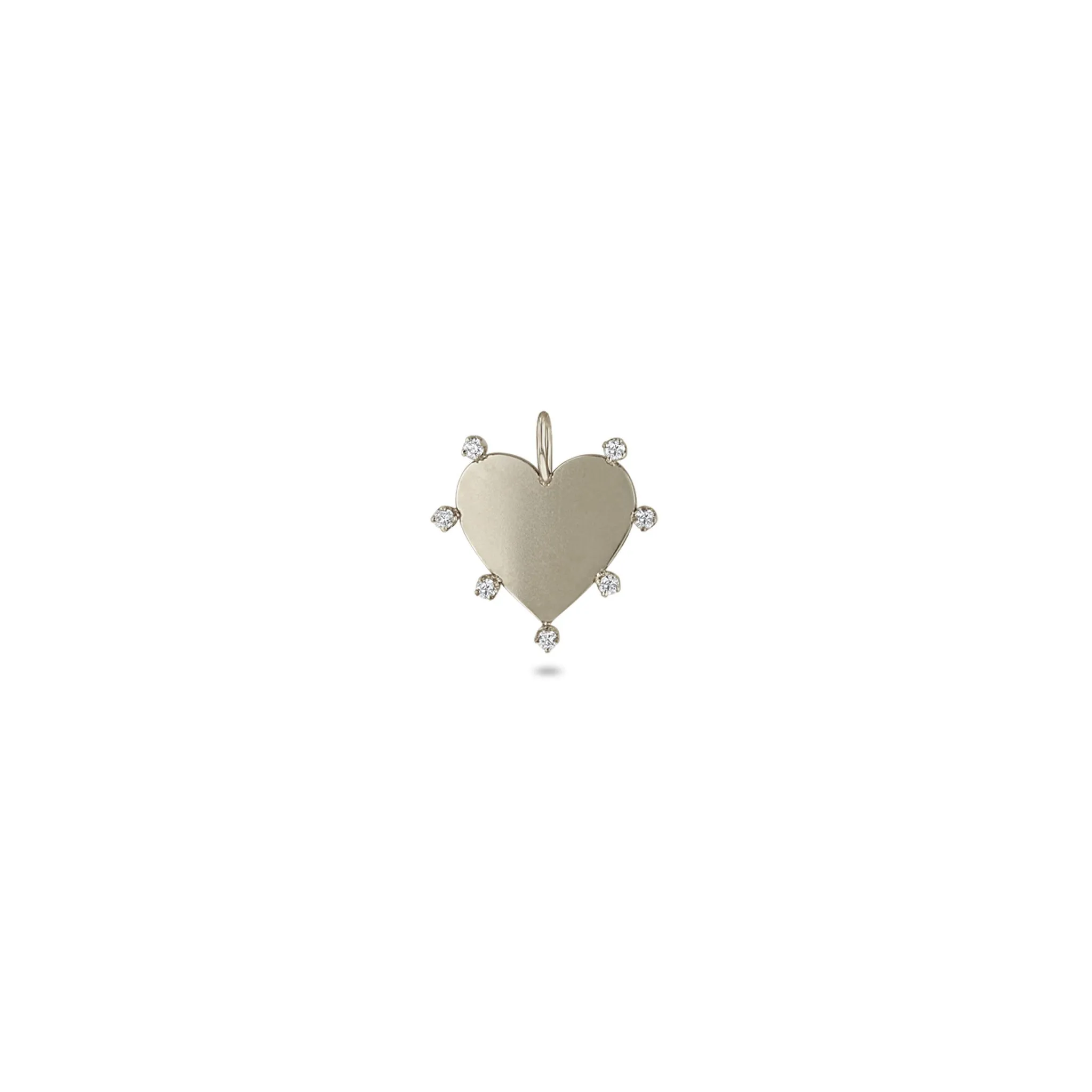 14k Single 7 Prong Diamond Heart Charm Pendant