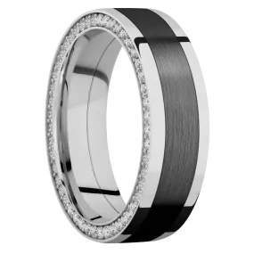 14K White Gold with Polish Finish and Zirconium Inlay