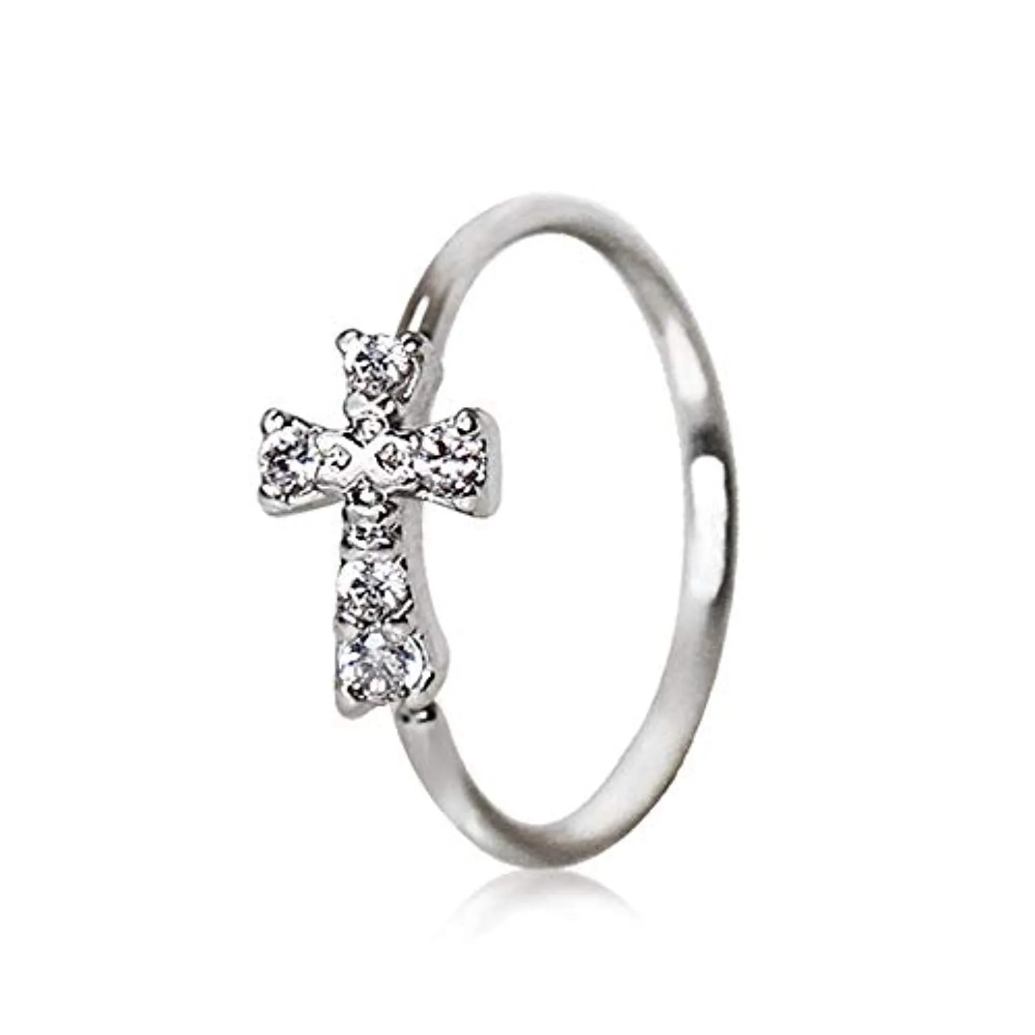 316L Stainless Steel Jeweled Cross WildKlass Cartilage Earring/Nose Hoop Ring