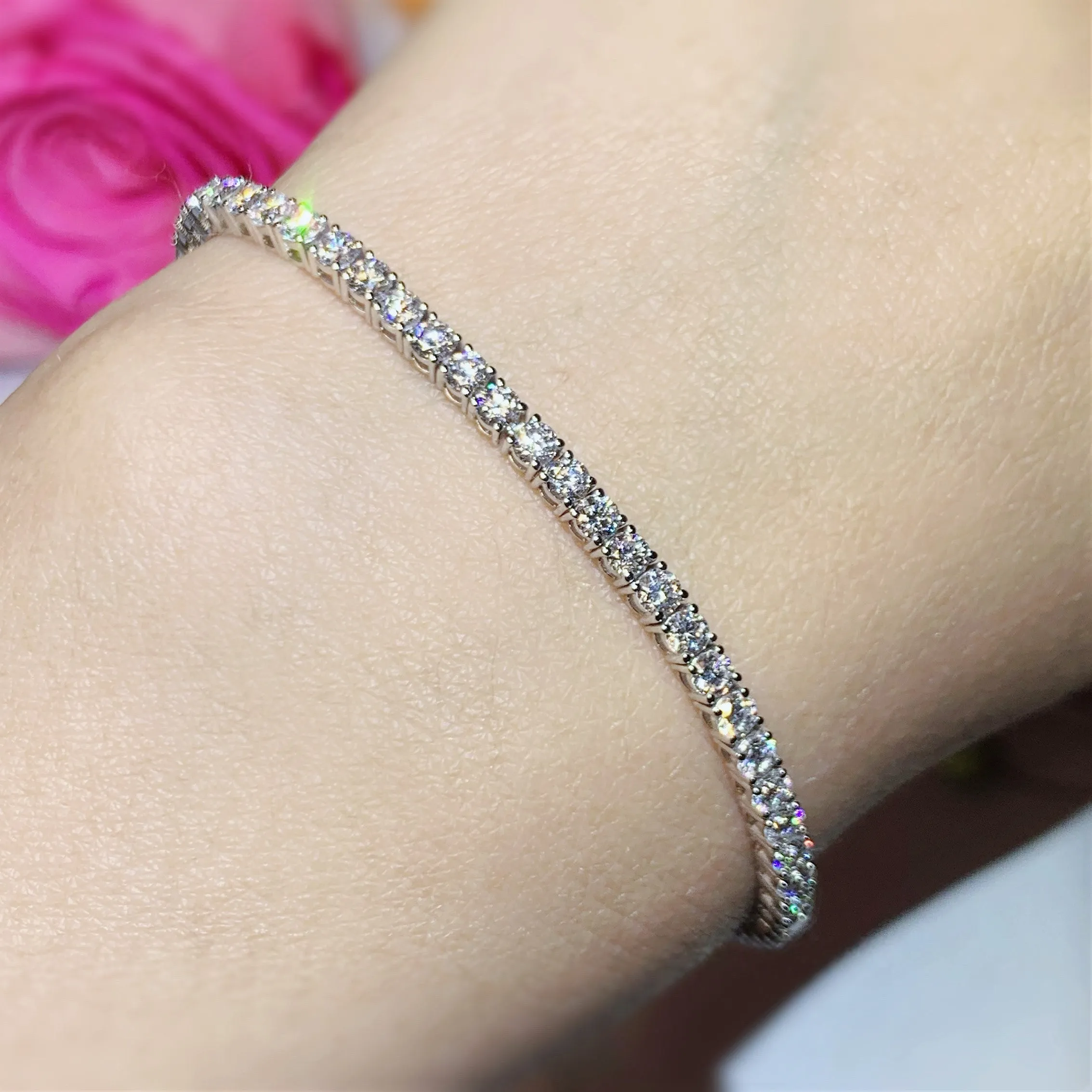 3.40CTW Four Prong Lab Grown Diamond Bracelet - LB003