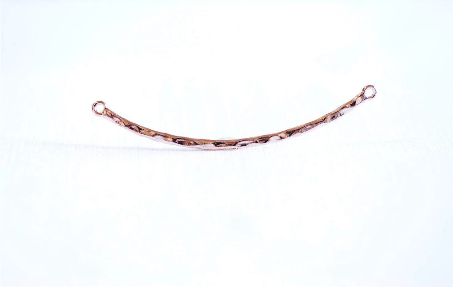 49x1.3mm Pink Rose Gold Vermeil 49x1.3mm Thin Hammered Bar Connector Charm- 18k gold over Sterling Silver Curved Hammered Bar Connector Link Spacer, 295