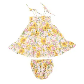 Angel Dear Tie-Strap Smocked Dress Sunflower Dream Floral