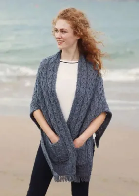 Aran Pocket Shawl | Denim