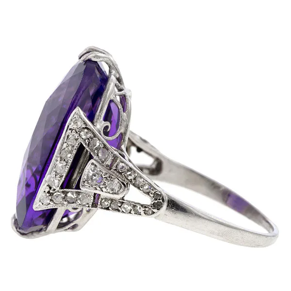 Art Deco Amethyst & Diamond Ring