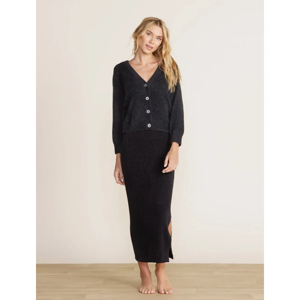 Barefoot Dreams CozyChic Lite Diamond Pointelle Cardigan - Black