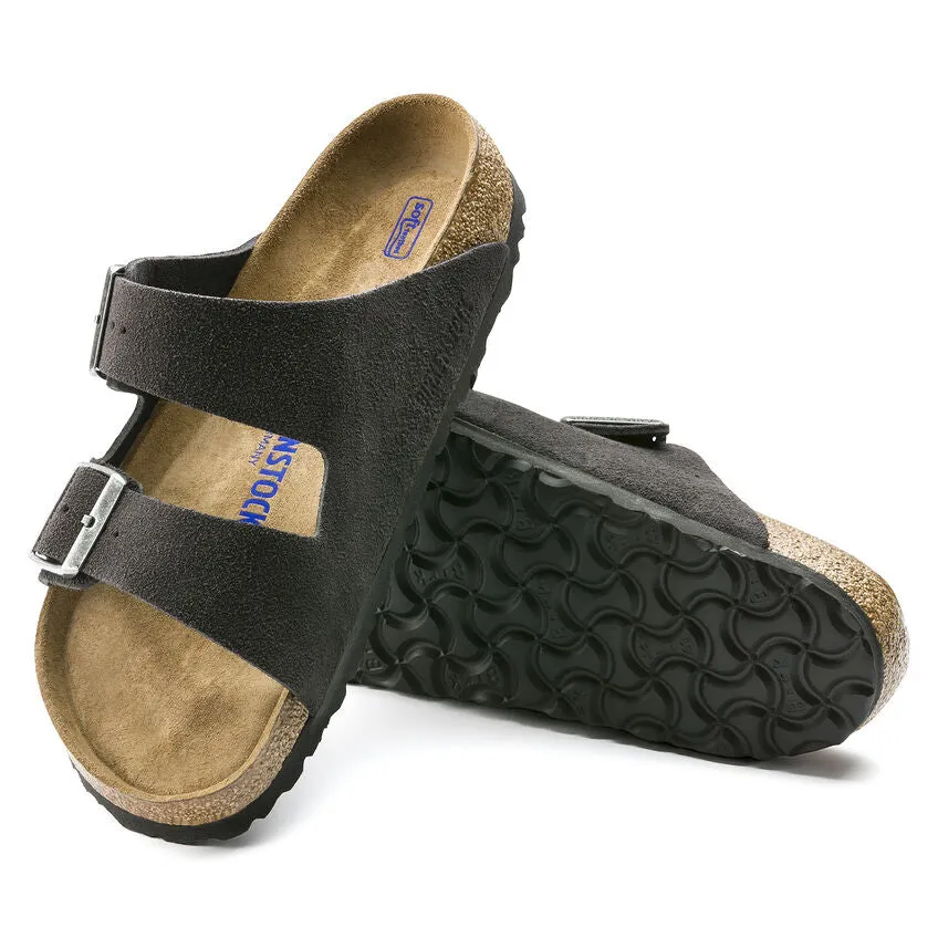 Birkenstock Velvet Grey Soft Bed Suede Arizona Sandal