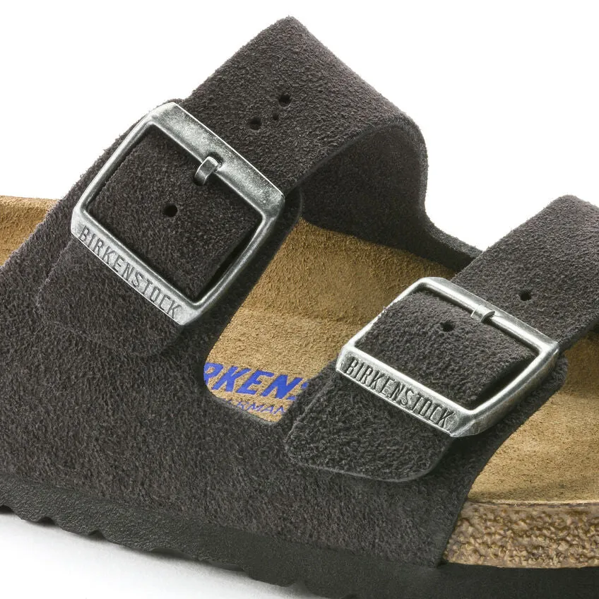 Birkenstock Velvet Grey Soft Bed Suede Arizona Sandal