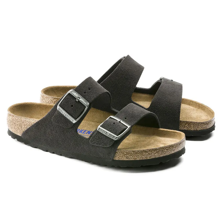 Birkenstock Velvet Grey Soft Bed Suede Arizona Sandal