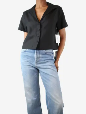 Black short-sleeved cropped shirt - size XS