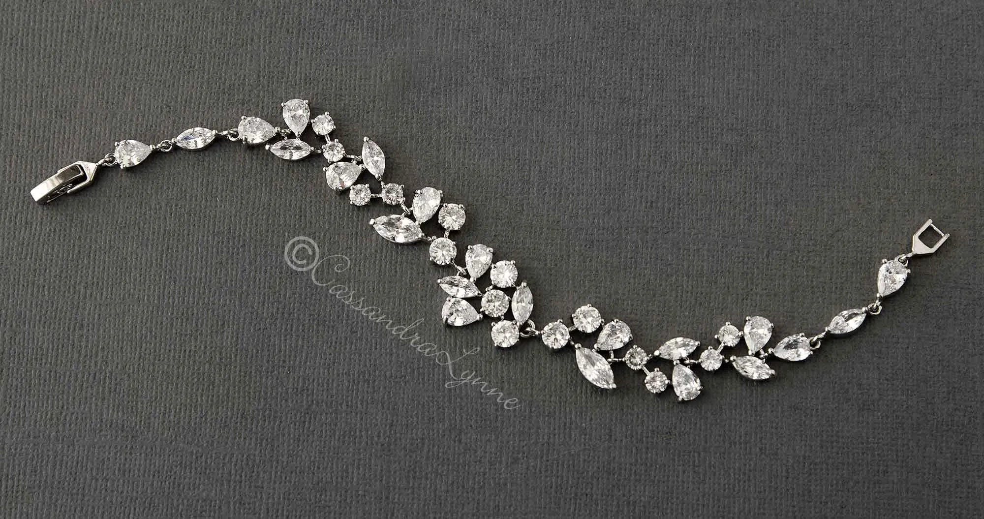 Bridal Bracelet of CZ Teardrop Round Marquise Jewels