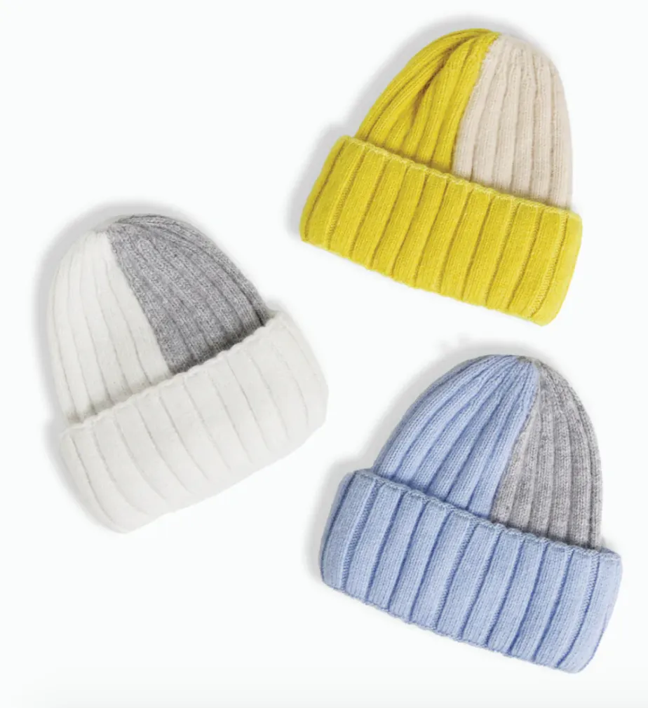 Color Block Ribbed Beanie - Multiple Colors