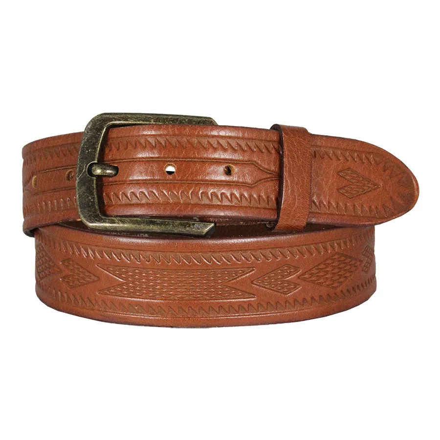 Cowboy Collection Men's Aztec Tooled Leather Belt