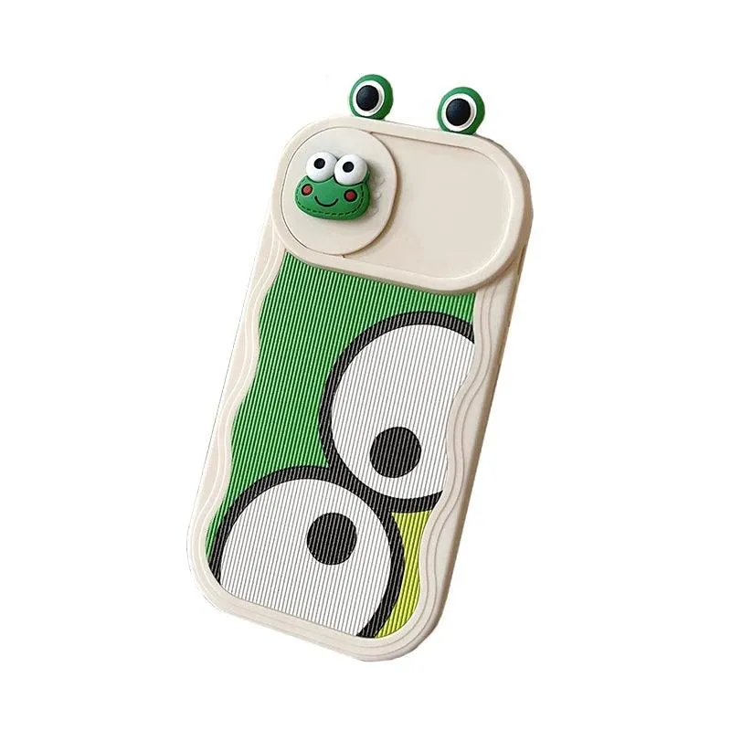 Cute Big Eyes Frog Wave Phone Case for iPhone 15 Pro Max, 14, 13, 11, 12