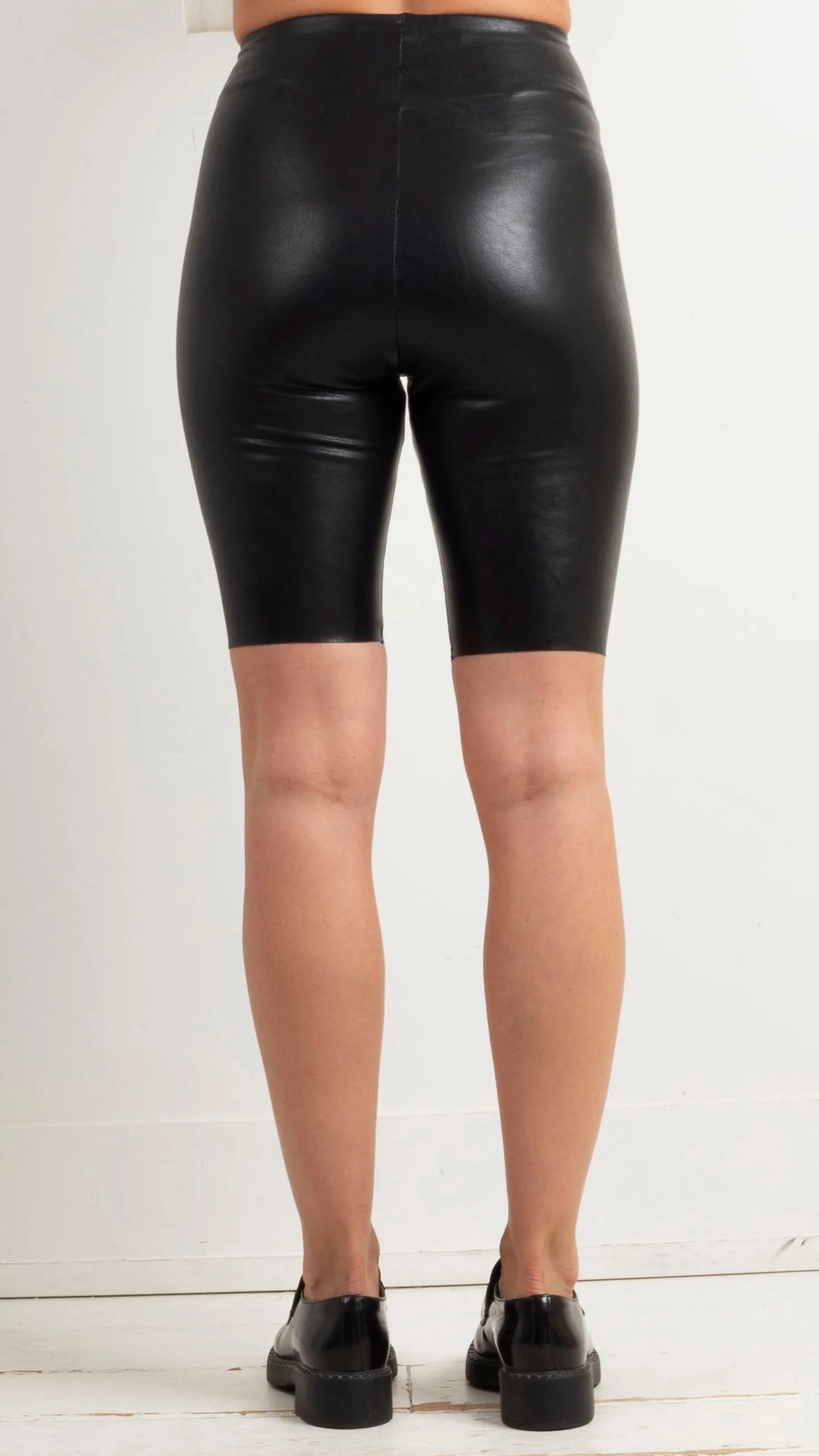 Faux Leather Bike Short - Black