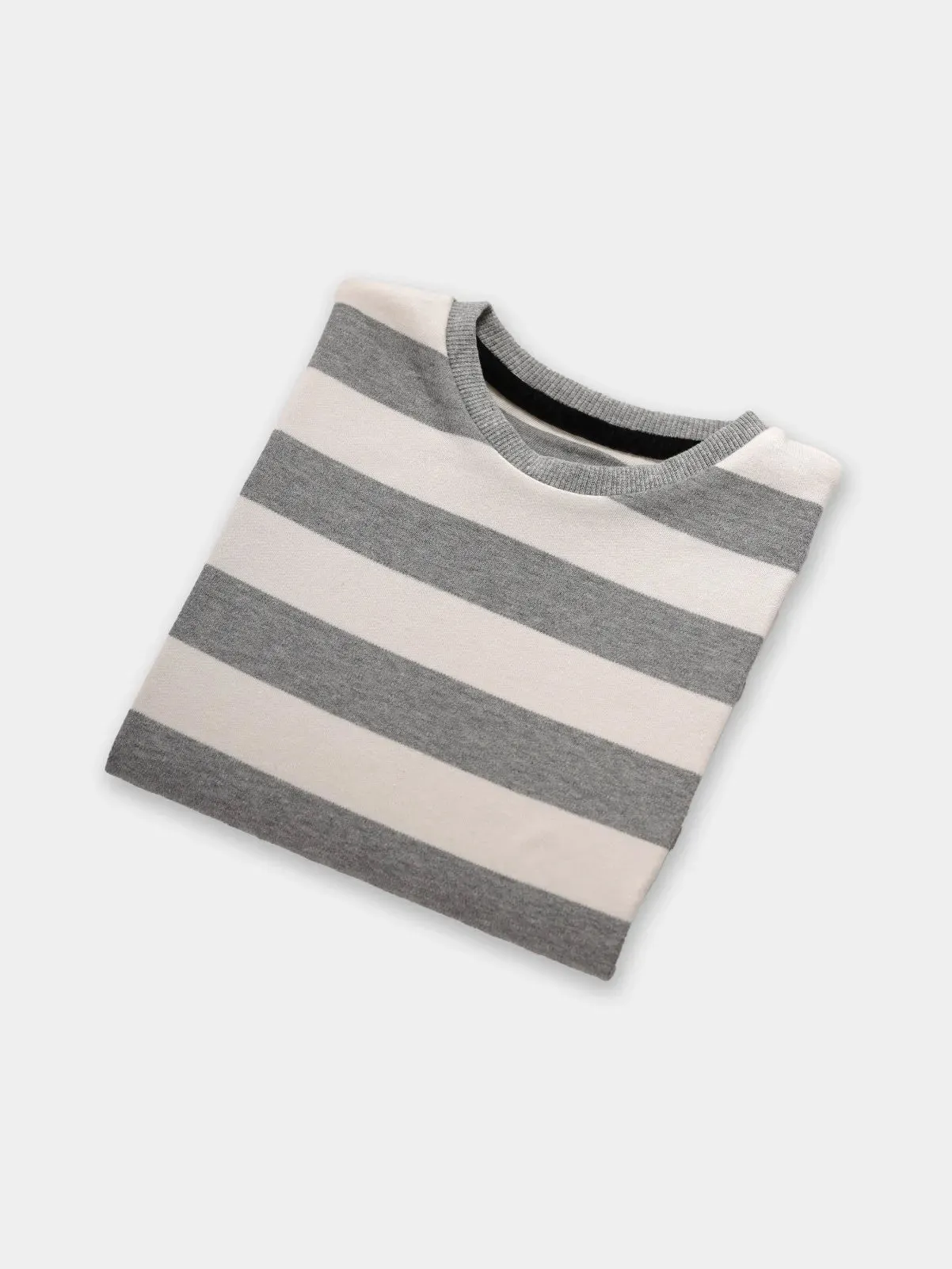 Full sleeve grey & white cuff t-shirt for baby