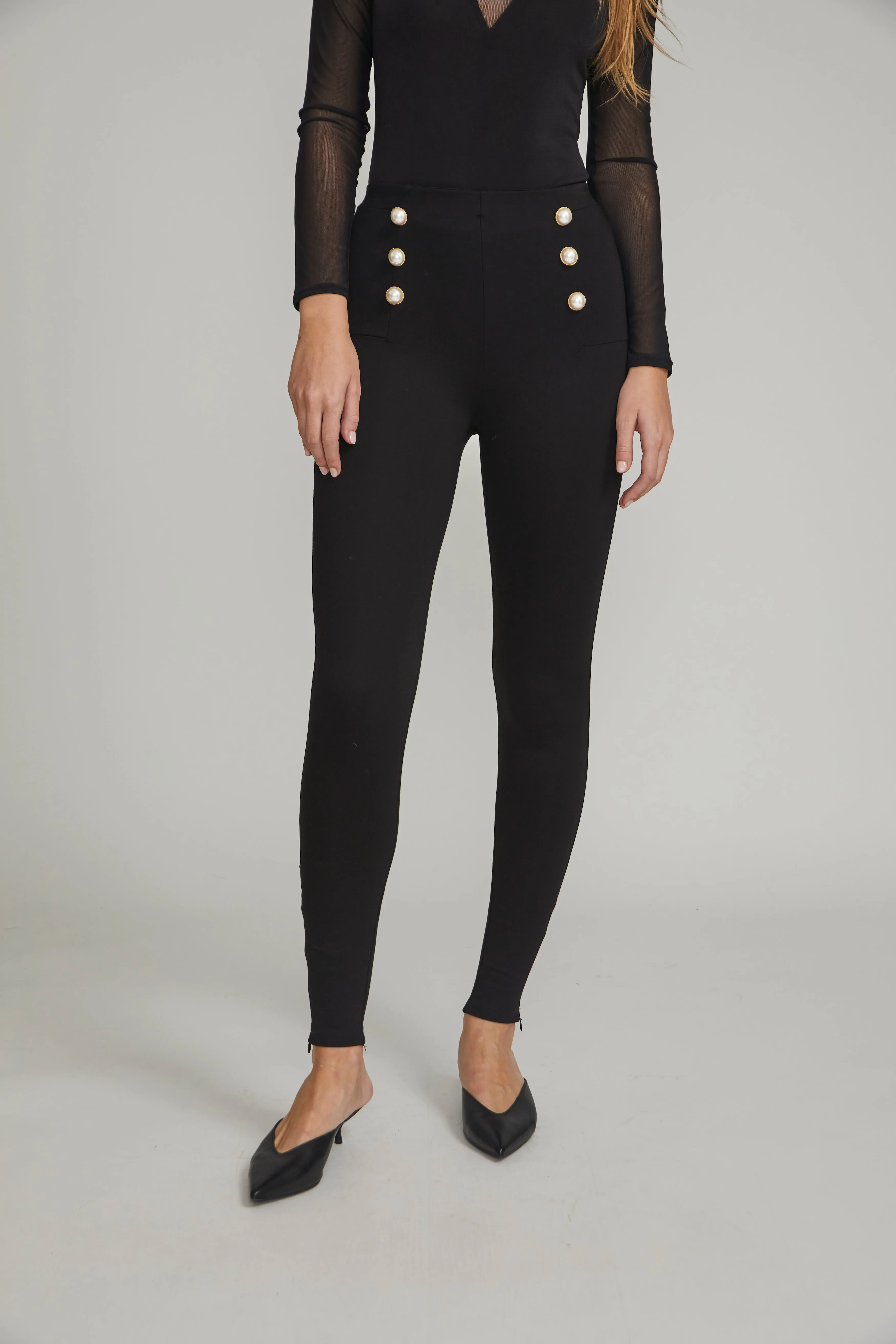 Generation Love Deanna Ponte Button Pants in Black