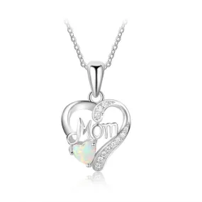 Heart Design Opal Pendant Necklace