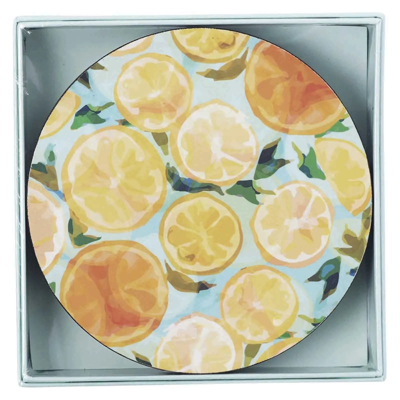 Lemon Slices Round Art Coasters - Set of 4