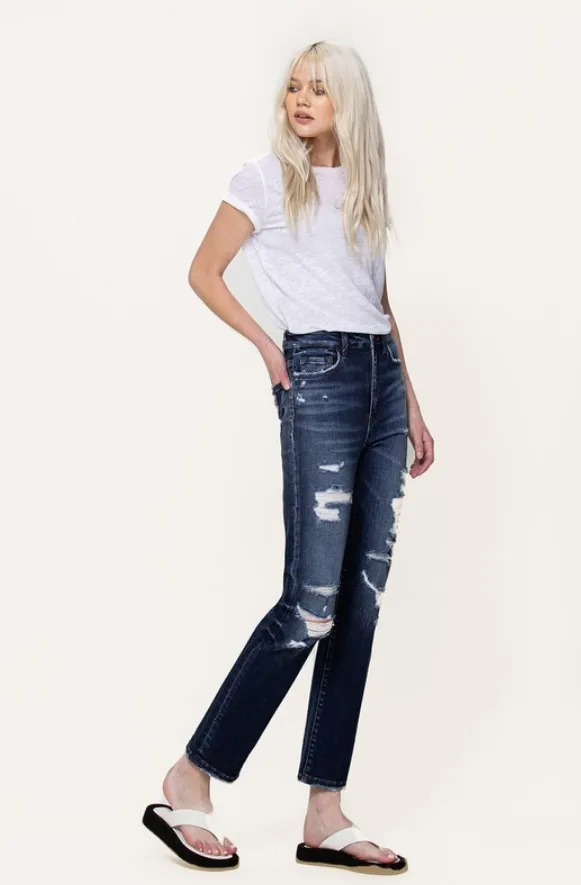 Liz Distressed Super High Rise Denim