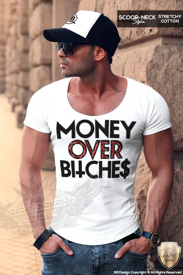 Men's Funny Slogan T-shirt Money Over Bitches Tank Top MD696