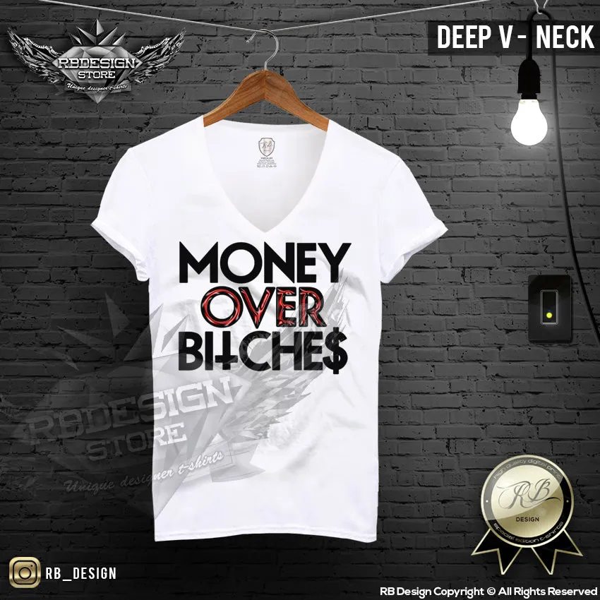 Men's Funny Slogan T-shirt Money Over Bitches Tank Top MD696