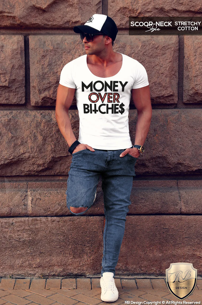 Men's Funny Slogan T-shirt Money Over Bitches Tank Top MD696