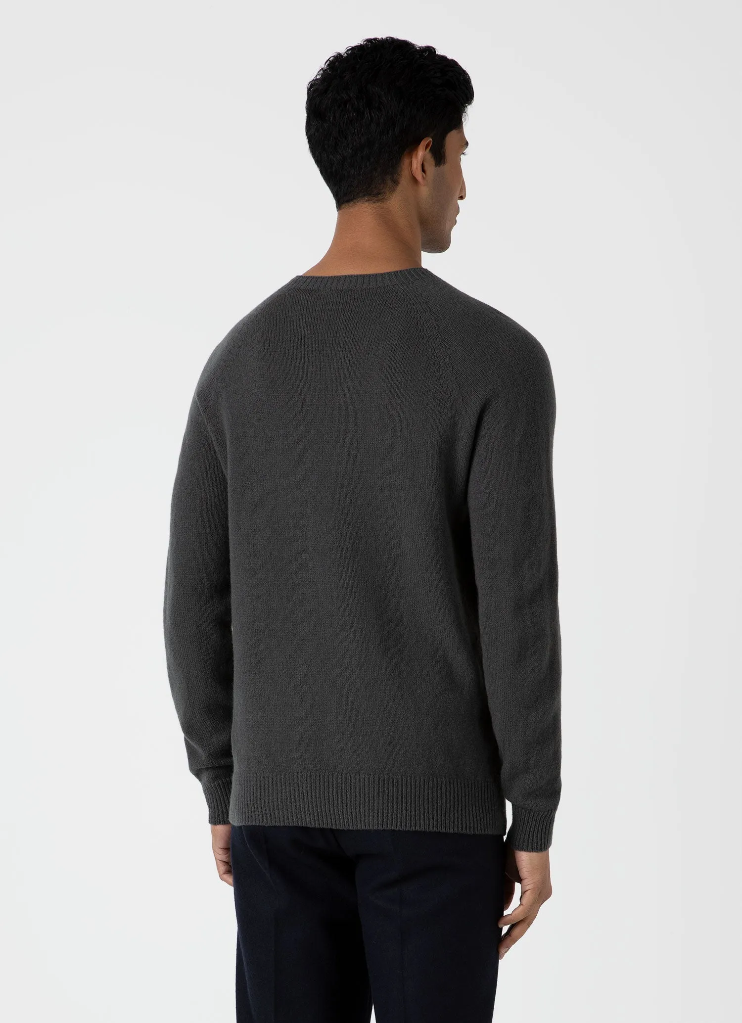 Men's Lambswool Crew Neck Jumper in Drill Green