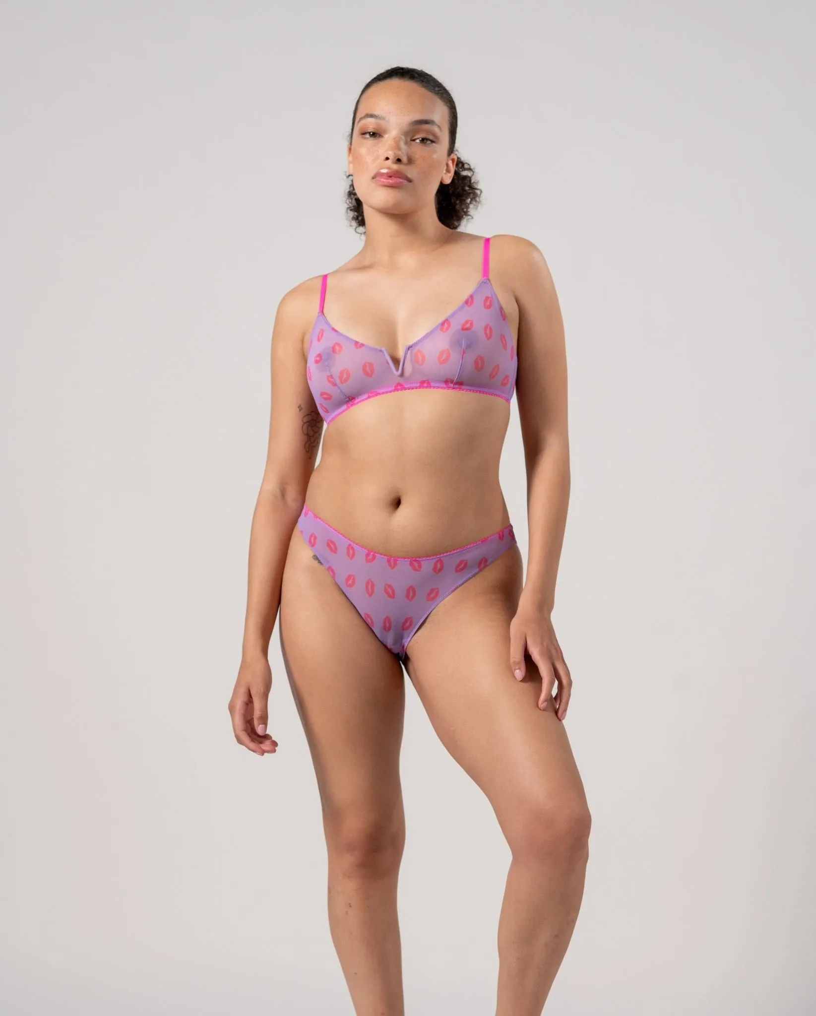 Mesh V-Balconette Electric Lilac/Neon Pink