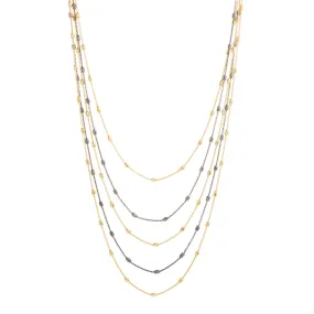 Mixed Metal Layered Bead Necklace