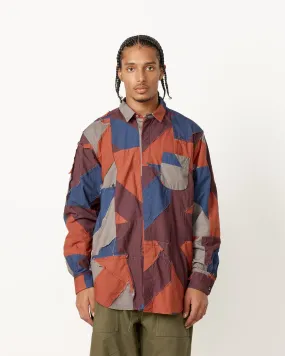 Patchwork Combo Short Collar Shirt