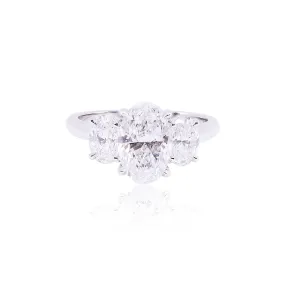 PLATINUM HENNE FIT THREE-STONE OVAL DIAMOND ENGAGMENT RING WITH A 2.30CT CENTER