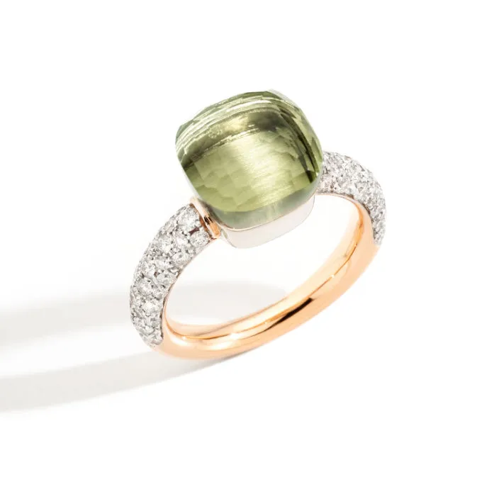 Pomellato - Nudo Classic - Stackable Ring with Prasiolite and Diamonds, 18k Rose and White Gold