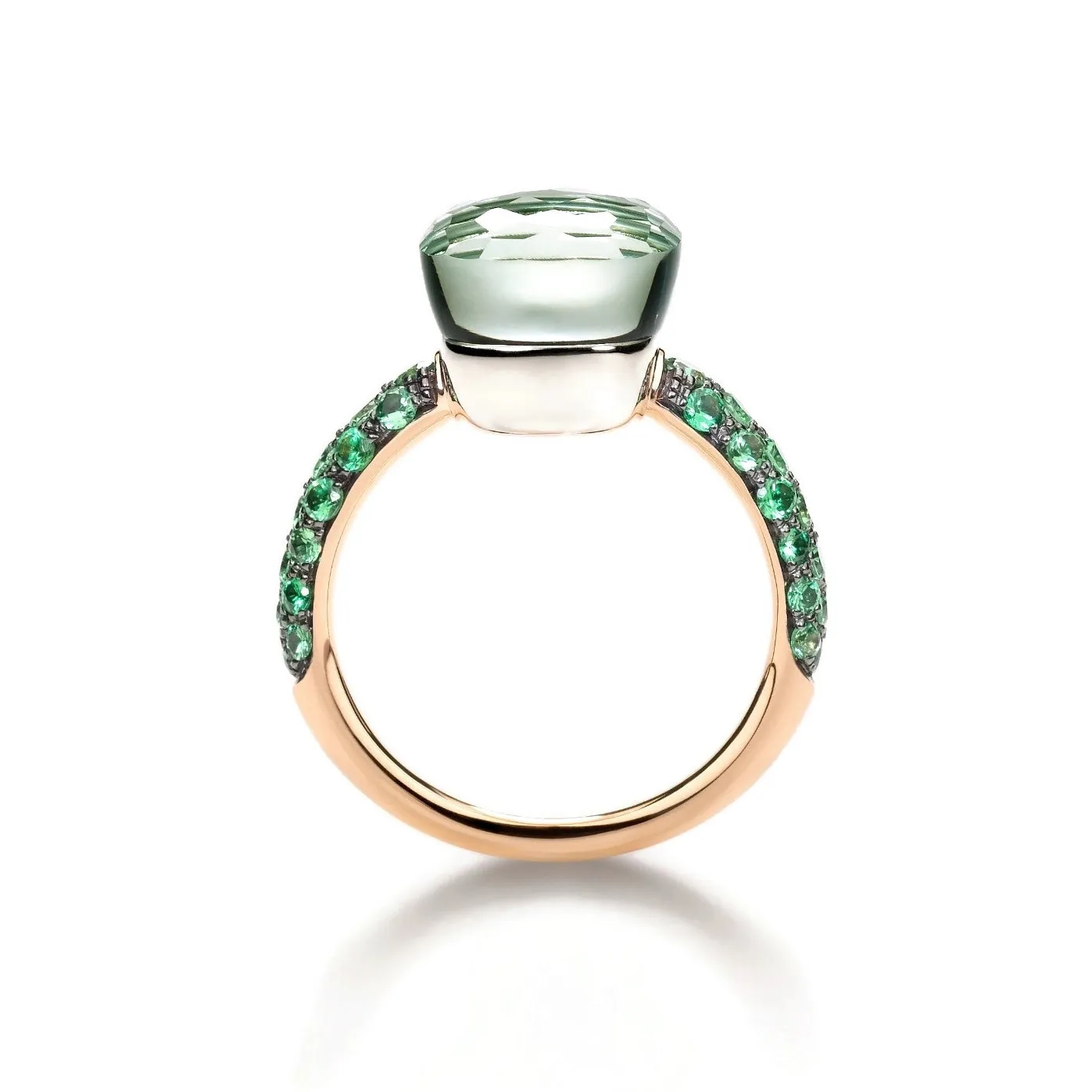 Pomellato - Nudo Classic - Stackable Ring with Prasiolite, Malachite and Tsavorite, 18k Rose and White Gold