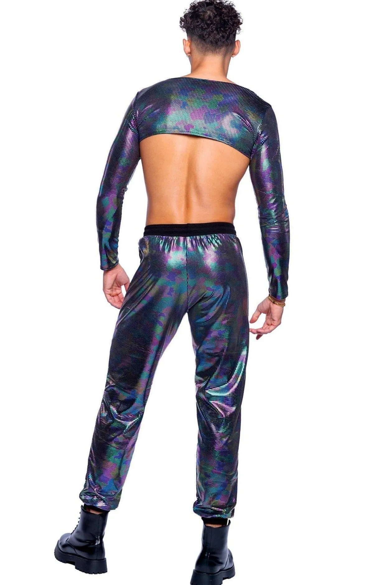 Rainbow Shimmer Camouflage Joggers with Drawstrings