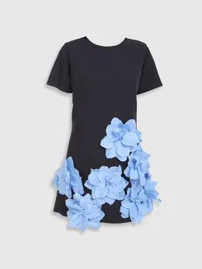 RAQUEL OROZCO Maria Dress - Black with Light Blue flowers