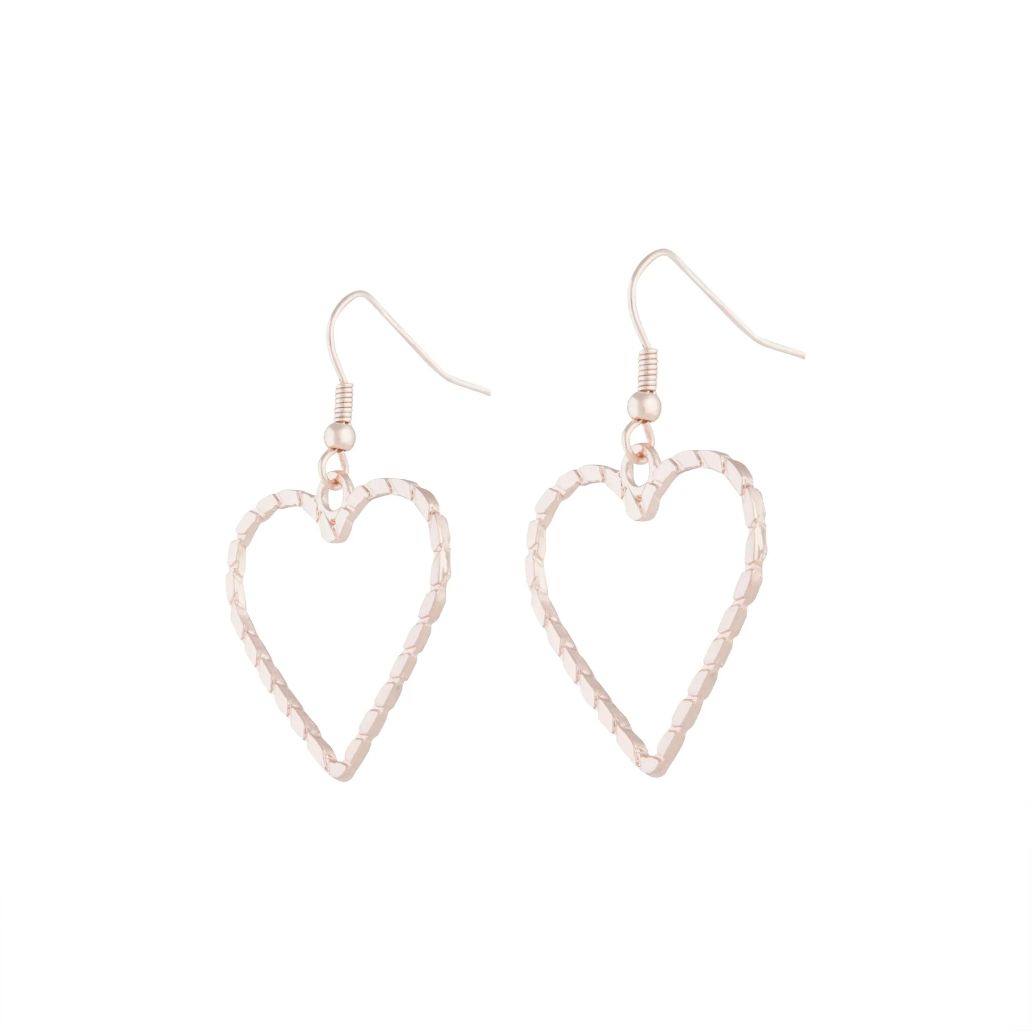 Rose Gold Rope Look Heart Drop Earring