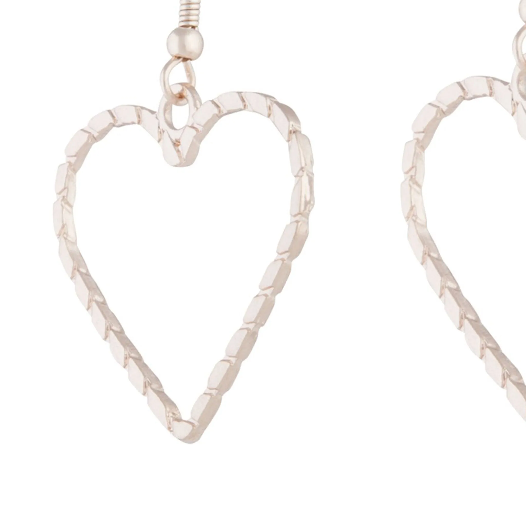 Rose Gold Rope Look Heart Drop Earring