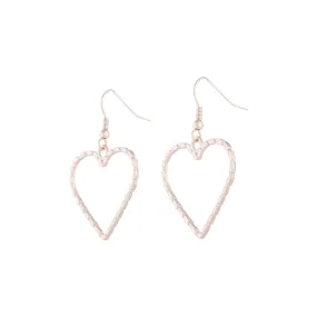 Rose Gold Rope Look Heart Drop Earring