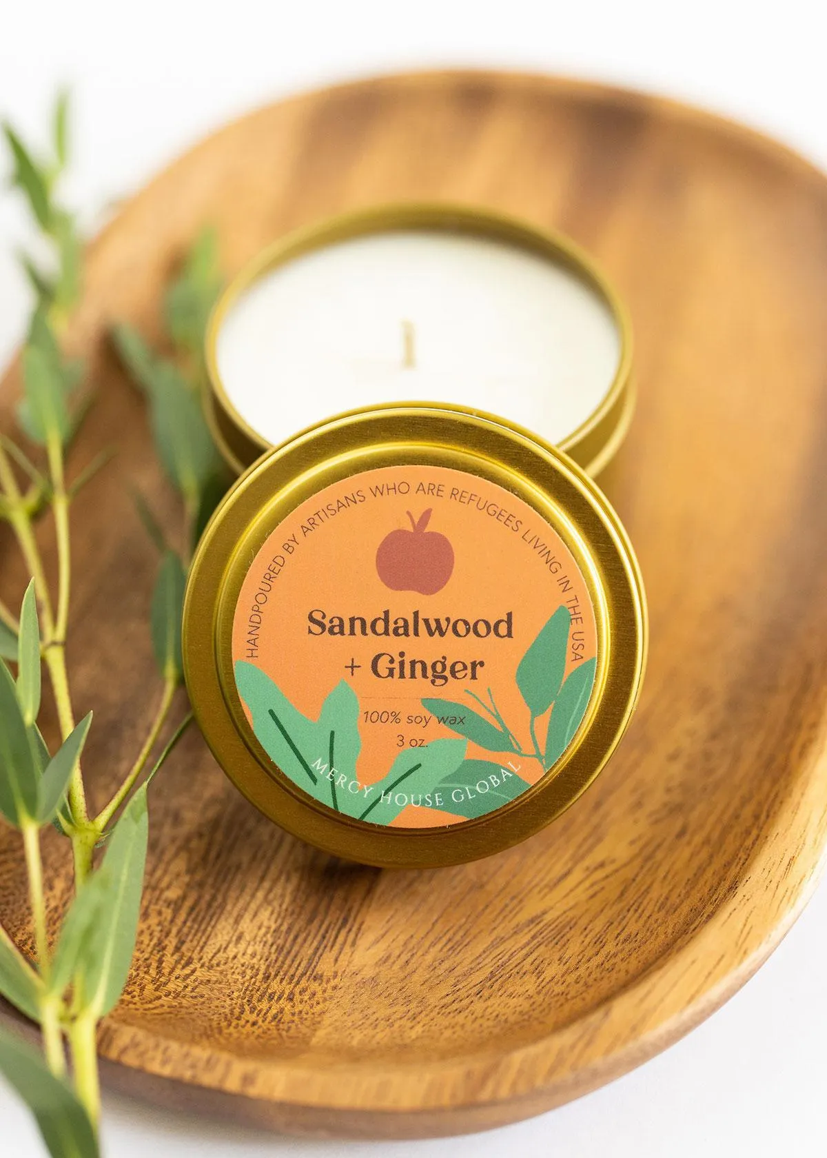 Sandalwood   Ginger Apple Candle | 3 oz Tin