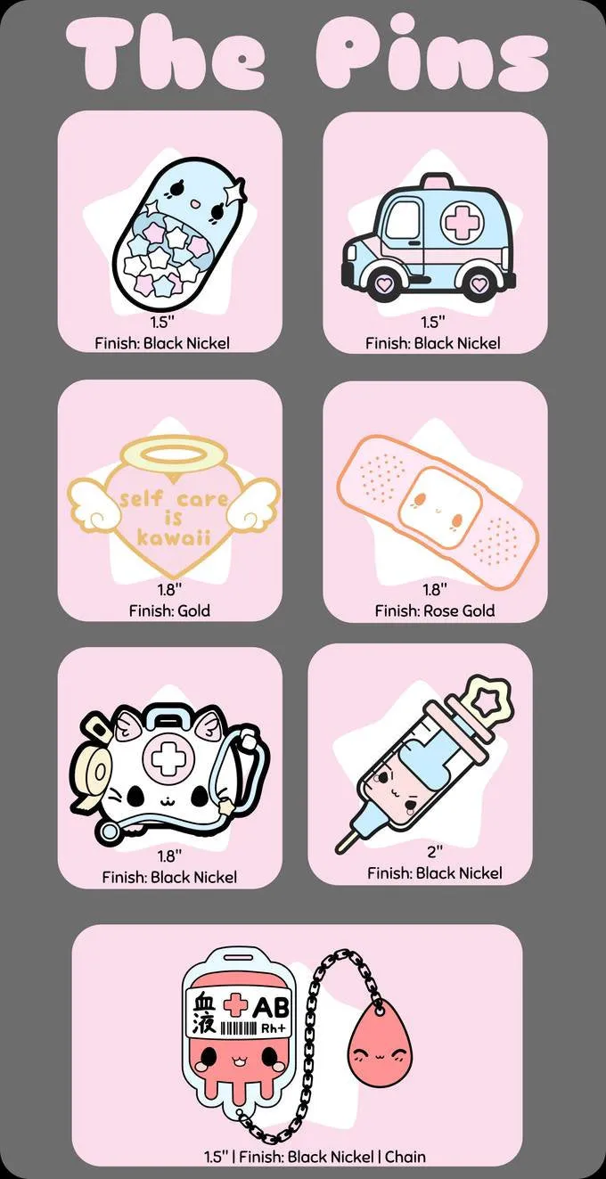 Self Care Heart -- Hard Enamel Pin -- Kawaii Medical Pins Series