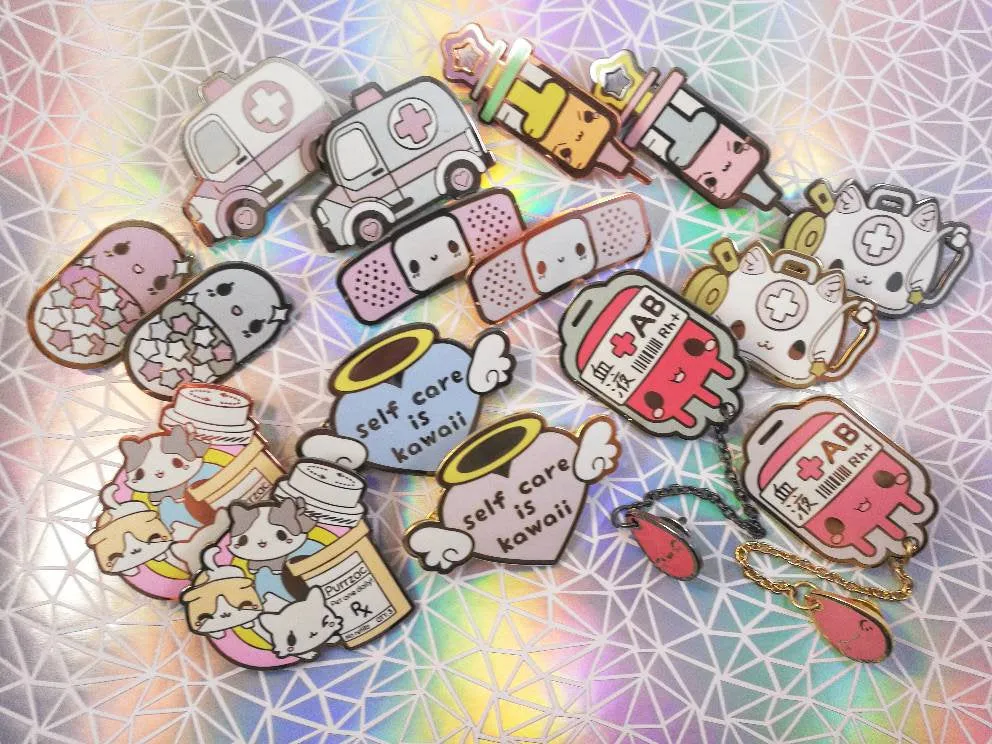 Self Care Heart -- Hard Enamel Pin -- Kawaii Medical Pins Series