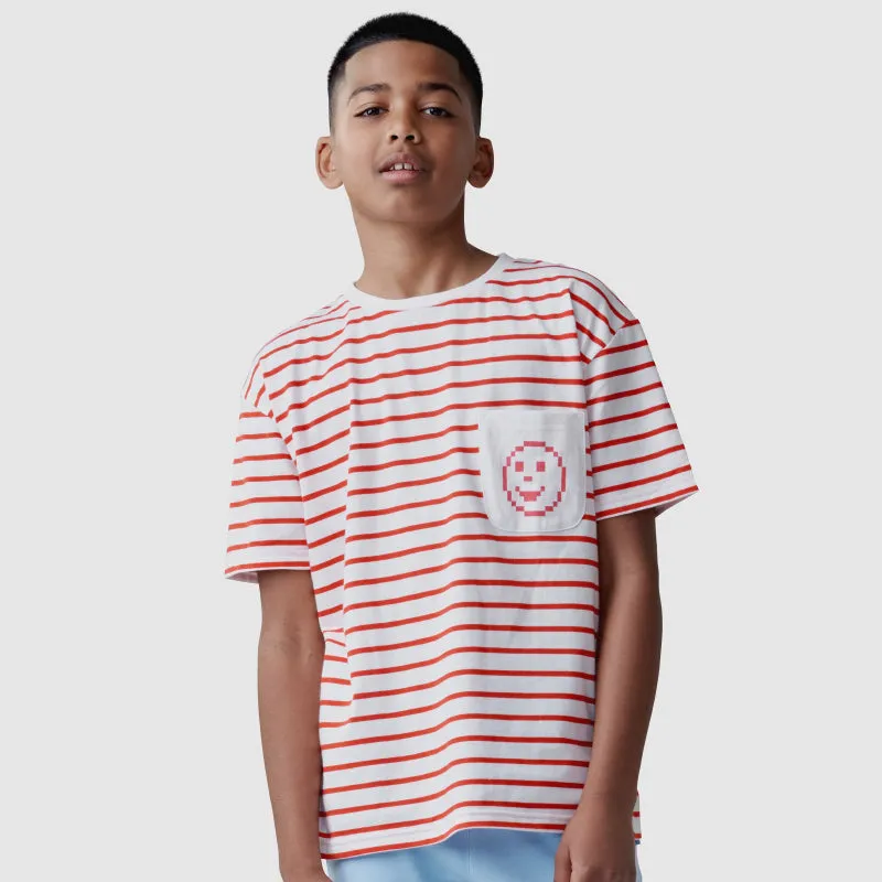 Sherif Pixel Pocket Tee - Red Stripe