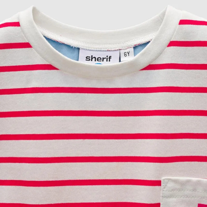 Sherif Pixel Pocket Tee - Red Stripe