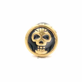 Skull Design Fake Plug Earring - Gold