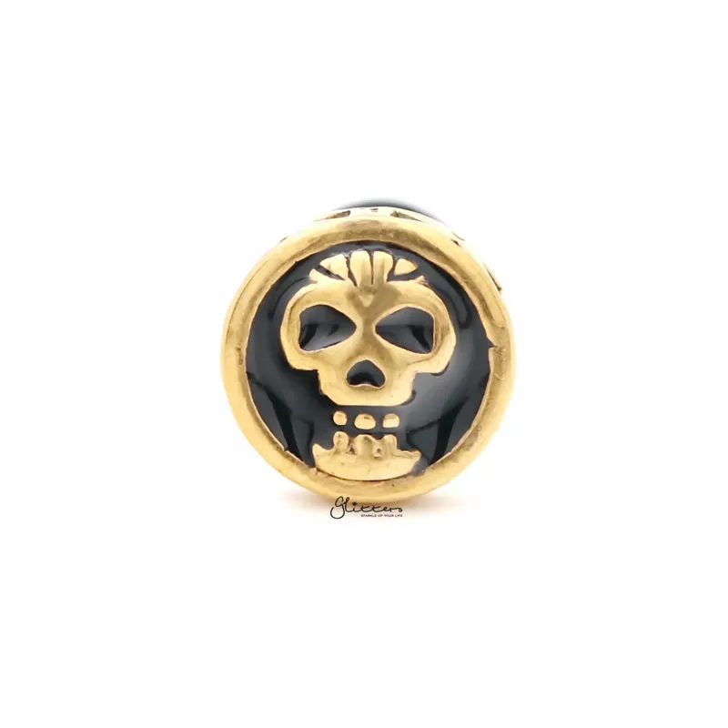 Skull Design Fake Plug Earring - Gold