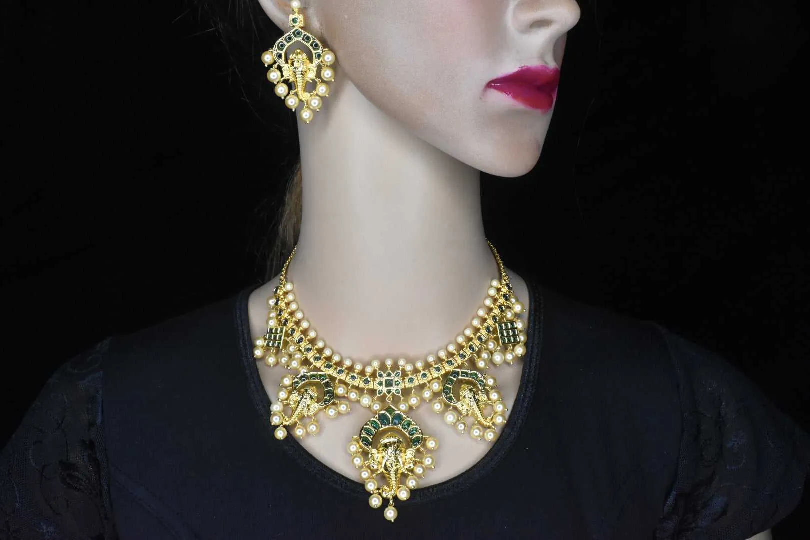 The Gajrup One Gram Gold Ganesha Guttapusalu Necklace By Asp Fashion Jewellery