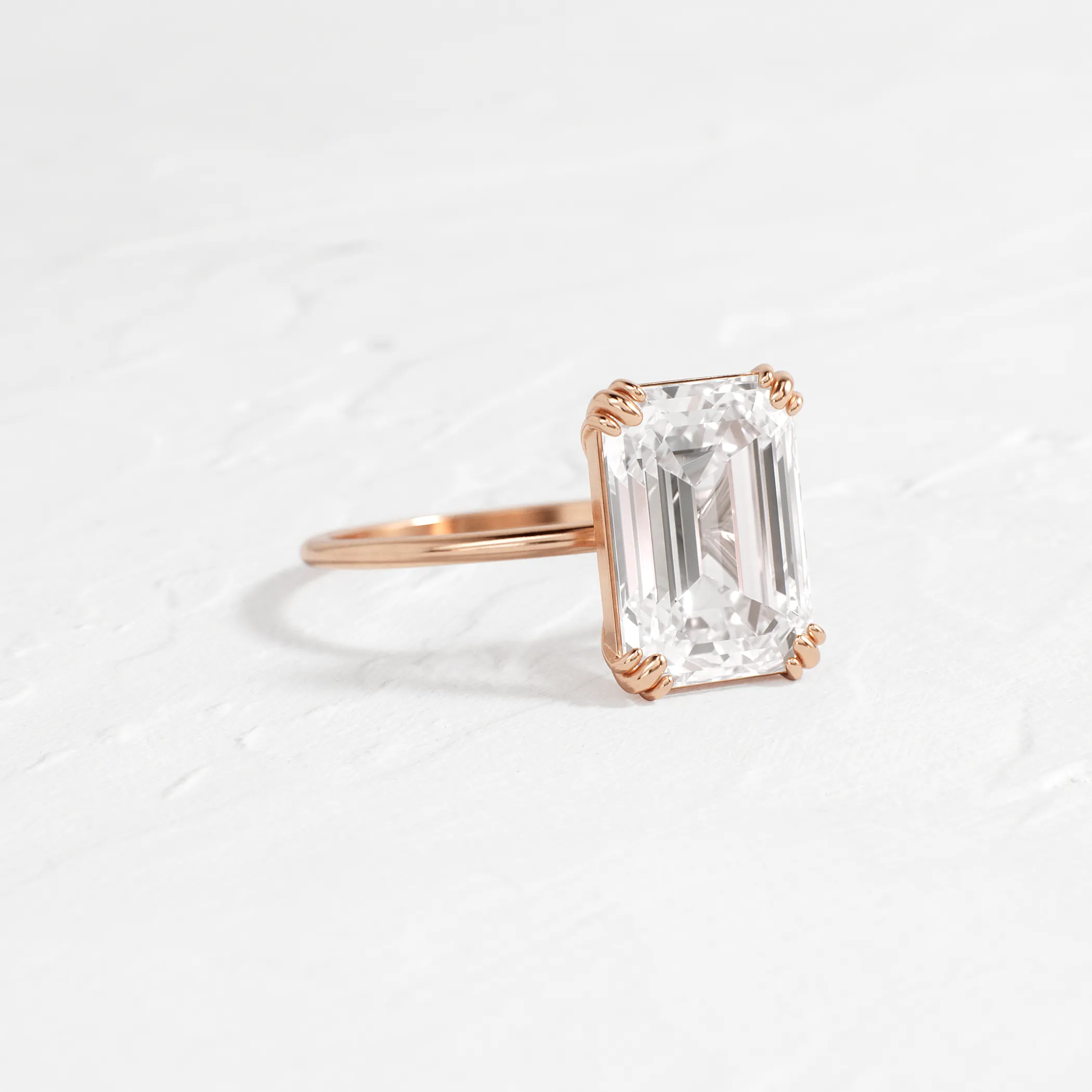 Threaded Ring, Emerald Cut