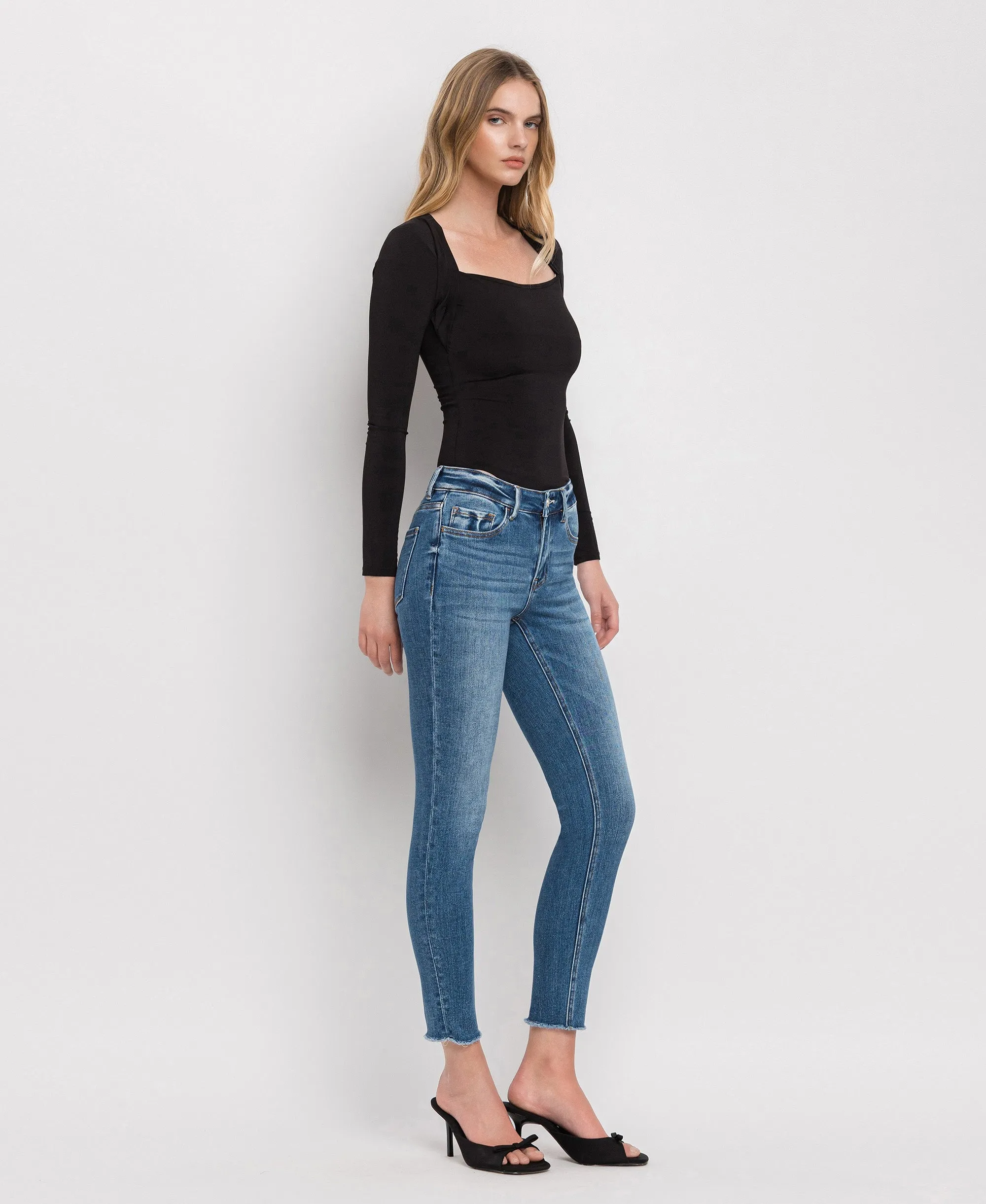 Wolf N Crane - Mid Rise Raw Hem Cropped Skinny Jeans