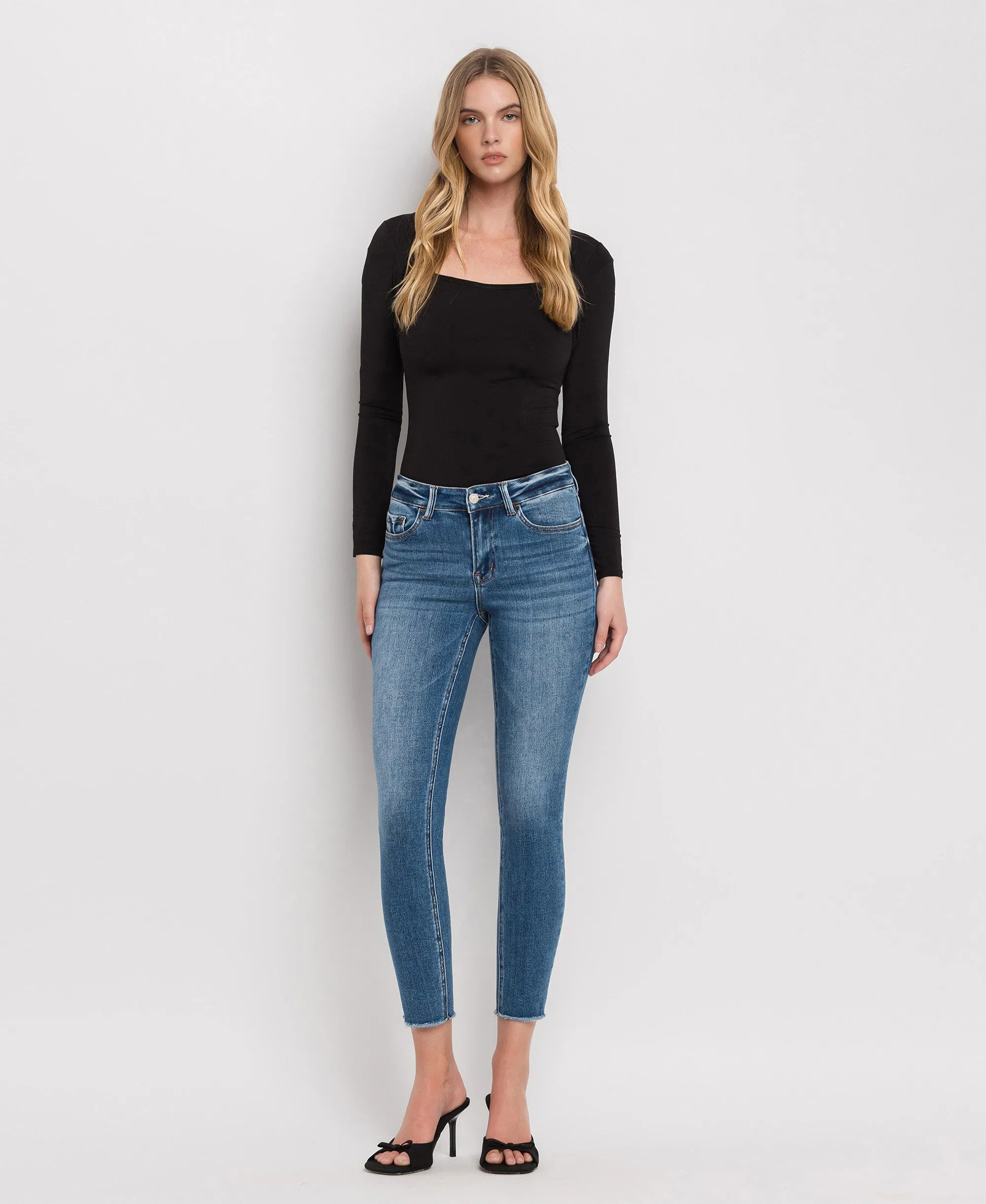 Wolf N Crane - Mid Rise Raw Hem Cropped Skinny Jeans